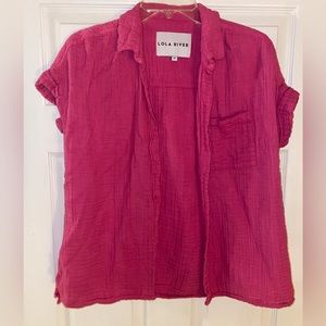 Lola River pink short sleeve cotton shirt size medium